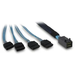 Inter-tech Inter-Tech SFF-8643 na 4x SATA/SAS kabel, plavi, 0.7m, 12 Gbit/s
