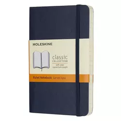 Moleskine bilježnica, mala, s crtama, plava, meki uvez