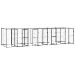 Vanjski kavez za pse s krovom čelični 16,94 m2