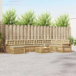 Set vanjskih sofa 9 kom. Bijela i bež Čvrsto drvo akacije