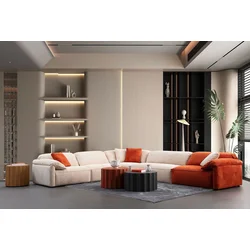 Atelier del Sofa Ugaona garnitura Flamingo, 335x405x105 cm, Krem-narandžasta