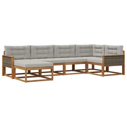 Set vanjskih sofa s jastukom 6 pcs Prirodna i Svjetlosiva