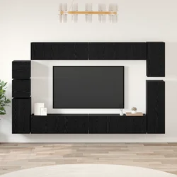 Set TV komoda Zidne 9 pcs Crni hrast Konstruirano drvo