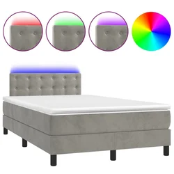 Vidaxl Box spring postelja z vzmetnico LED sv. siva 120x190 cm žamet