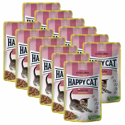 Happy Cat MEAT IN SAUCE Kitten & Junior Land-Geflügel/Perutnina 12 x 85 g