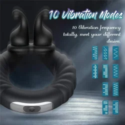 Vibracioni prsten za penis sa dvostrukim stimulatorom