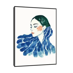 Canvas Slika na platnu Plavi snovi, Sa ramom, 90 x 120 cm, Crni