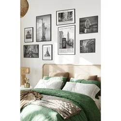 WallXpert set od 8 uramljenih slika Çgs-013, crno-beli gradovi – Kip slobode, London, Ajfelova kula, Njujork i Venecija, crni ram