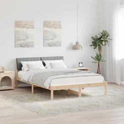 Okvir kreveta s uzglavljem Smeđa i svijetlo siva 135 x 190 cm