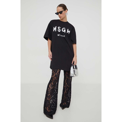 Bombažna obleka MSGM črna barva