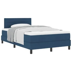 Vidaxl Postelja z vzmetnico z blazino Modra 120 x 200 cm blago