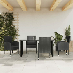5-dijelni vrtni blagovaonski set crni od poliratana i čelika