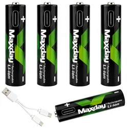 4x samopolnilna akumulatorska baterija AAA li-ion 440mAh USB-C - VERK GROUP