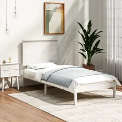 Okvir kreveta bez madraca bijeli 90 x 200 cm masivna borovina