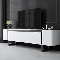 Hanah Home TV Komoda Yildiz, 180x50x30 cm, Belo-Crna