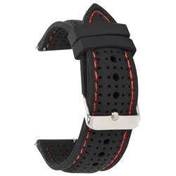 Silikonski kaiš - SK24.22 Crna boja crveni štep 24mm