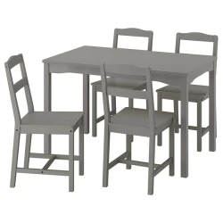 HAUGA / HAUGA Sto i 4 stolice, siva/siva, 118x74 cm