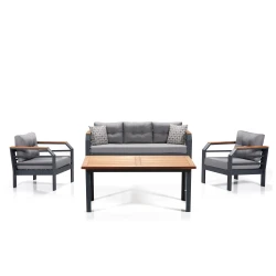Lessentiel Maison Baštenska garnitura 67x197x77cm Sivo-Crna