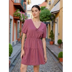 Sinsay - Babydoll mini haljina - prljavo roze