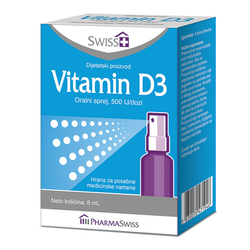 Swiss+ Vitamin D3 Oralni sprej 500IJ, 8 ml