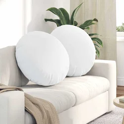 Jastučići za sjedenje 2 pcs Bijelo O80 x 29 cm tkanina