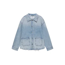 Pull&Bear Prehodna jakna moder denim