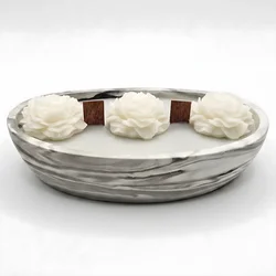 Svijeća Dimni mramor - Bijela / Siva / Cedar, crna ambra KP40126