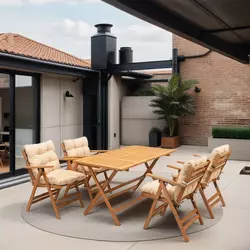 Hanah Home Baštenski set sto i 4 stolice Bež