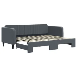 Vidaxl Izvlečna dnevna postelja temno siva 90x200 cm žamet