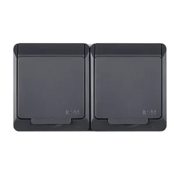 HERMES Dvojna vtičnica z/brez 2P+Z SCHUKO IP44 antracit 0325-07
