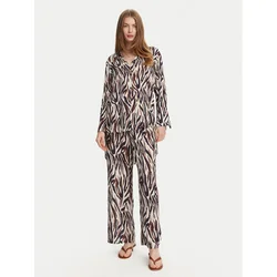Selmark Komplet srajce in hlač iz blaga BL676 Rjava Relaxed Fit