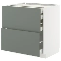 METOD / MAXIMERA Pod.orm.2front/2dnj/1srd/1vis.fiok, bela/Nickebo mat sivozelena, 80x60 cm