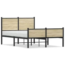 shumee vidaXL Kovinski posteljni okvir, brez vzmetnice, hrast sonoma, 120x200 cm