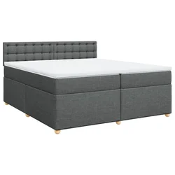Vidaxl Box spring postelja z vzmetnico temno siva 200x200 cm blago