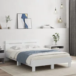 Okvir za krevet s uzglavljem i LED bijeli 135x190 cm
