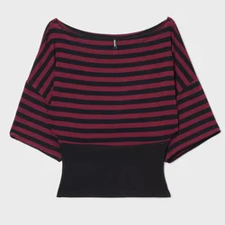 Cropp - Prugasta bluza - bordo