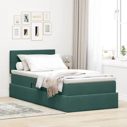 Krevet s od storage s madracem Tamnozelena 100 x 200 cm Baršun