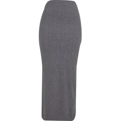 Womens ribbed skirt with high slit gray
