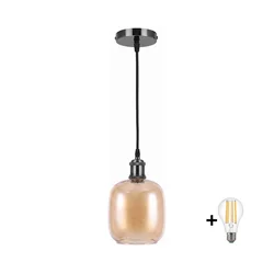 BRILAGI -LED Luster na sajli RETRO GLASS 1xE27/60W/230V pr. 14cm crna/dimljeno braon