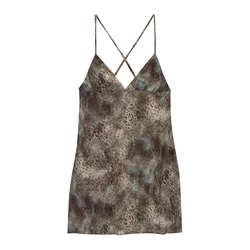 Pull&Bear Poletna obleka bež/svetlo modra/rjava/temno rjava