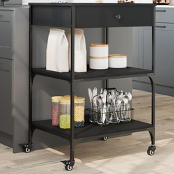Kuhinjska kolica crna 60 x 48 x 89,5 cm od konstruiranog drva