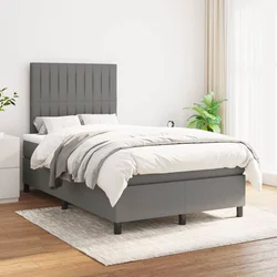 vidaXL Box spring postelja z vzmetnico temno siva 120x200 cm blago