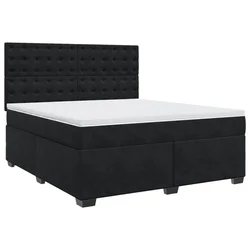 Vidaxl Box spring postelja z vzmetnico črna 180x200 cm žamet