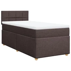 Vidaxl Box spring postelja z vzmetnico temno rjava 90x200 cm blago