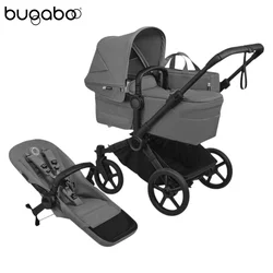 Bugaboo - Voziček Donkey 6 Mono, Black/Moon Grey-Moon Grey