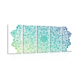 5-delna slika modrozelena Mandala - 150x75