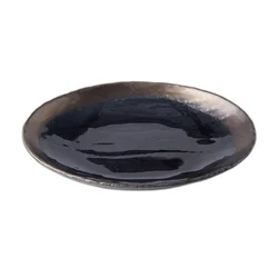 Jedilni krožnik GLOSS BLACK 24 cm, črna, keramika, MIJ