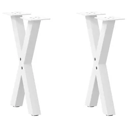 Noge za klub stolić u obliku slova X, 2 kom, bijele, 38 x (42-43) cm, čelik
