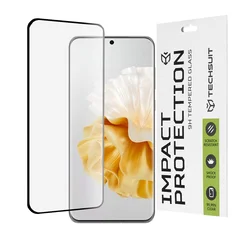 Techsuit – 111D Full Cover / Staklo s punim ljepilom / 3D zakrivljeno staklo za Huawei P60 Pro – crno