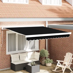 Skrovita tenda Crna 300 x 250 cm Tkanina i Metal